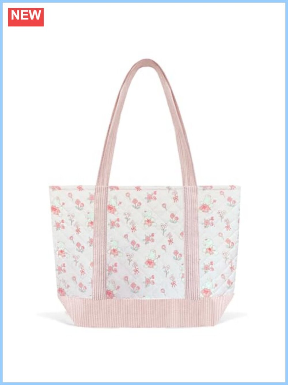Floral Quilted Tote Bag Large Zipper Shoulder Handbag for Work Travel